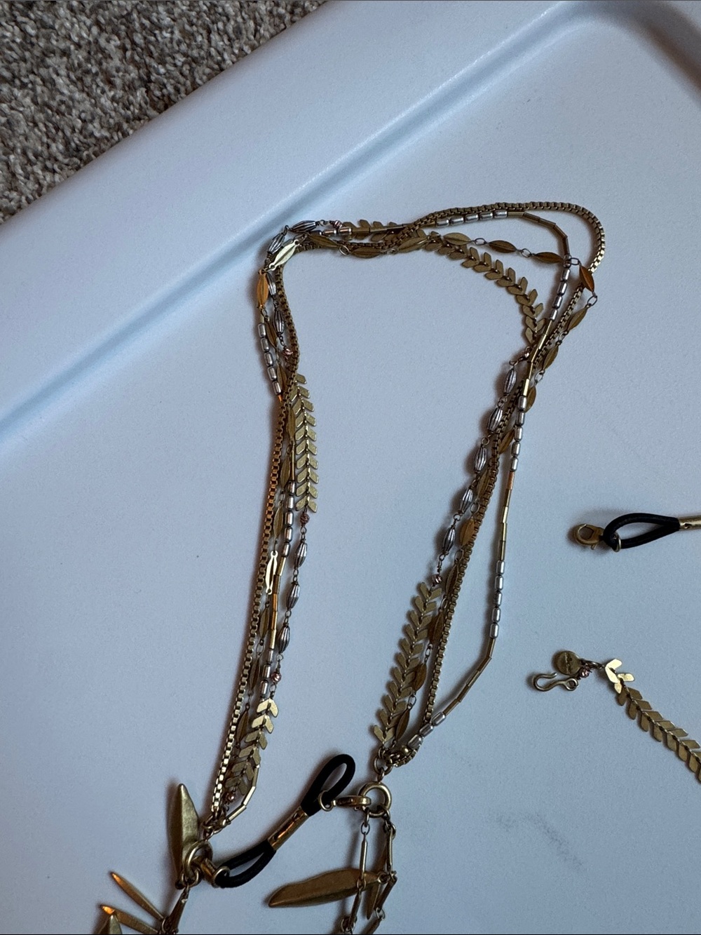 Stella & Dot Gold Layered Leaf Charm Necklace - Picture 5 of 6